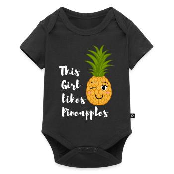 Une fille aime les ananas, les fruits d'été, les - Body à manches courtes Premium Bébé - noir - Devant