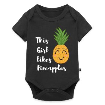 Une fille aime les ananas et les fruits tropicaux - Body à manches courtes Premium Bébé - noir - Devant