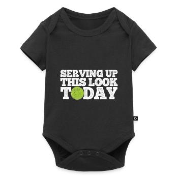 Tennisplatz Spruch Für Tennis - Baby Premium Kurzarmbody - Schwarz - Vorne