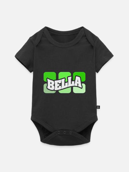 Name Bella - Baby Premium Kurzarmbody - Schwarz