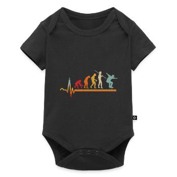 Vintage Herzschlag Skater Evolution Skateboarder - Baby Premium Kurzarmbody - Schwarz - Vorne