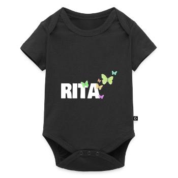 Schmetterlinge für den Vornamen Rita - Baby Premium Kurzarmbody - Schwarz - Vorne