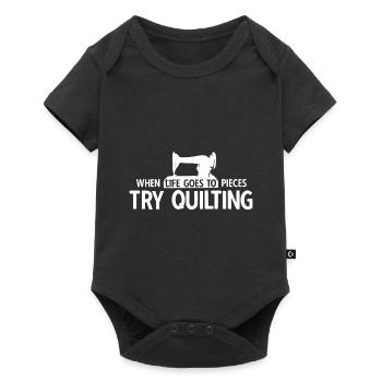 Quilten von Tagesdecken - Baby Premium Kurzarmbody - Schwarz - Vorne