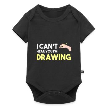 I Can't Hear You I'm Drawing Coffee Illustrator - Baby Premium Kurzarmbody - Schwarz - Vorne