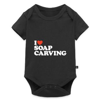 I love Soap Carving Herz Shirt - Baby Premium Kurzarmbody - Schwarz - Vorne