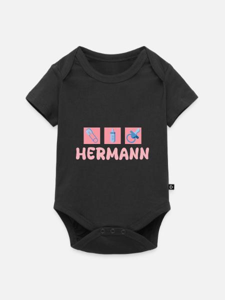 Hermann als Schnuller - Baby Premium Kurzarmbody - Schwarz