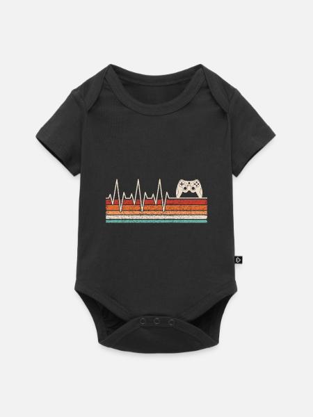 Gaming Konsole Herzschlag - Baby Premium Kurzarmbody - Schwarz