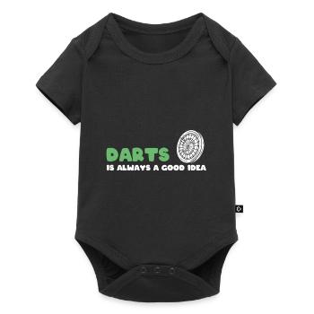 Lustiger Dartspieler Dartmeister - Baby Premium Kurzarmbody - Schwarz - Vorne
