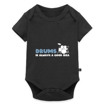 Lustiger Schlagzeuger Drummer - Baby Premium Kurzarmbody - Schwarz - Vorne