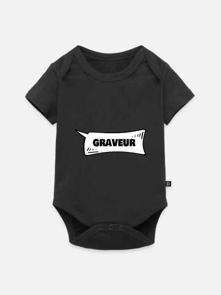 Sprechblase Graveur - Baby Premium Kurzarmbody - Schwarz
