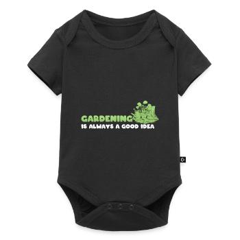Lustige Gartenblumen Gärtner - Baby Premium Kurzarmbody - Schwarz - Vorne
