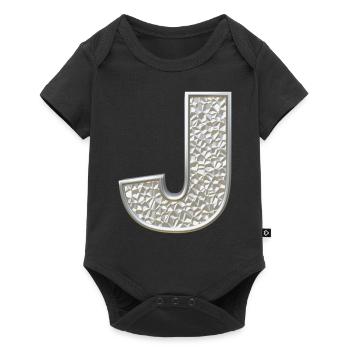 J, letter, letter J, initial, initial J, monogram, - Baby Premium Kurzarmbody - Schwarz - Vorne