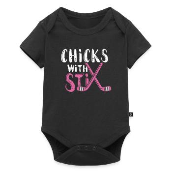 Joueur de hockey sur hockey Cadeau de hockey féminin - Body à manches courtes Premium Bébé - noir - Devant