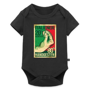 Italiener Handgesten Handschellen Geschenk - Baby Premium Kurzarmbody - Schwarz - Vorne