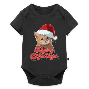 Cadeau de Noël Mignon Drôle de chat Père Noël Joyeux Noël - Body à manches courtes Premium Bébé - noir - Devant