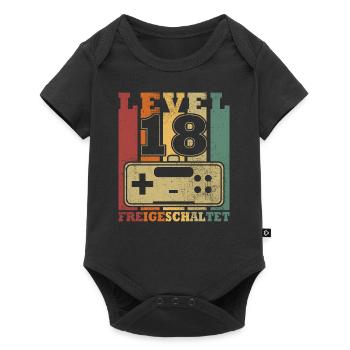 Level 18 Freigeschaltet - Baby Premium Kurzarmbody - Schwarz - Vorne