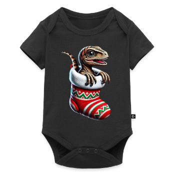 Baby Velociraptor Xmas Dinosaur - Baby Premium short-sleeve bodysuit - black - Front