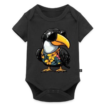 Toucan oiseau bande dessinée drôle d’été - Body à manches courtes Premium Bébé - noir - Devant