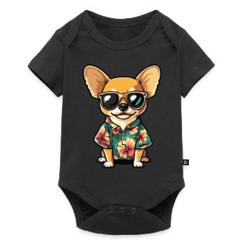 Chihuahua Chien Drôle d’été - Body à manches courtes Premium Bébé - noir - Devant