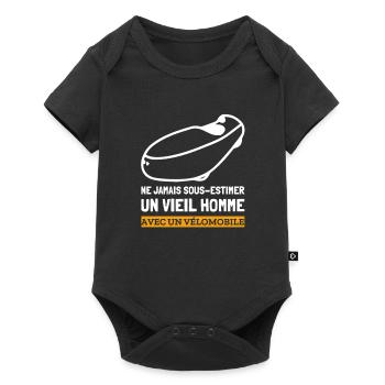 Homme Vélomobile Velomobil Vélo Couché Cadeau - Baby Premium Kurzarmbody - Schwarz - Vorne