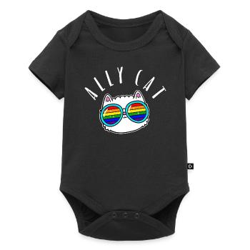 Ally Cat - LGBTIQ Queer Gay Pride CSD Cartoon - Baby Premium Kurzarmbody - Schwarz - Vorne