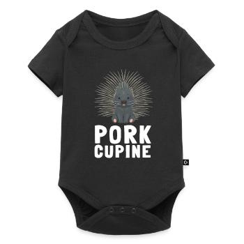 Porcupine Pig Hedgehog Rodent Hystricidae - Baby Premium Kurzarmbody - Schwarz - Vorne