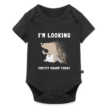 Porcupine Pig Hedgehog Rodent Hystricidae - Baby Premium Kurzarmbody - Schwarz - Vorne