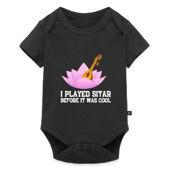 Sitar Instrument Indian Hindustani Music String - Baby Premium Kurzarmbody - Schwarz - Vorne