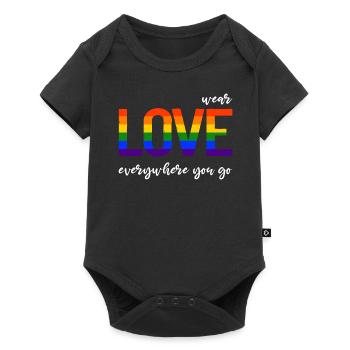 Wear love everywhere you go - LGBTQI Gay Pride CSD - Baby Premium Kurzarmbody - Schwarz - Vorne