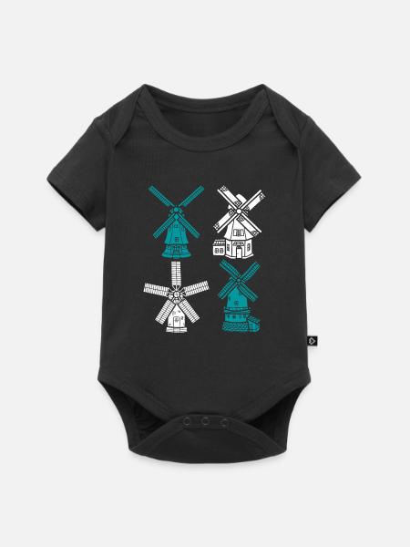 Netherlands Holland Windmill - Baby Premium Kurzarmbody - Schwarz