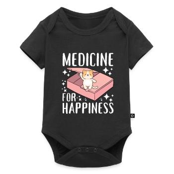 Ma médecine pour le bonheur appelée chats tous les jours - Body à manches courtes Premium Bébé - noir - Devant