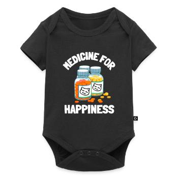 Ma médecine pour le bonheur appelée chats tous les jours - Body à manches courtes Premium Bébé - noir - Devant