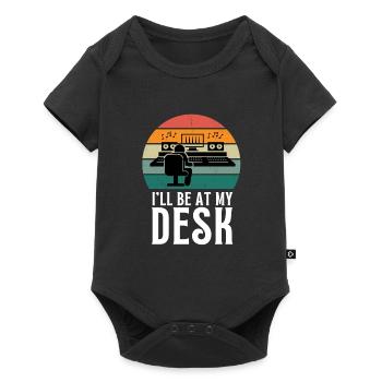 Je serai à mon bureau - Ingénieur du son en train d’enregistrer - Body à manches courtes Premium Bébé - noir - Devant