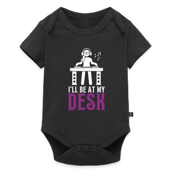 Je serai à mon bureau - Ingénieur du son en train d’enregistrer - Body à manches courtes Premium Bébé - noir - Devant
