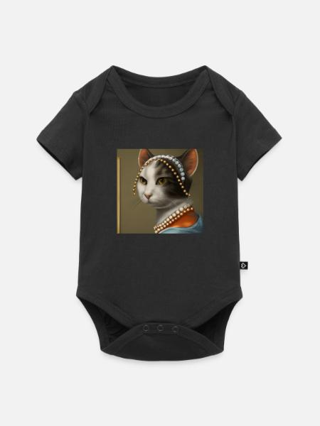 Cat Art History - Baby Premium Kurzarmbody - Schwarz