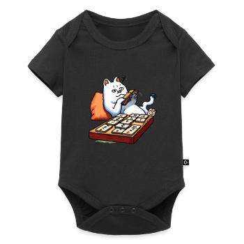 Cats Playing Mahjong - Baby Premium short-sleeve bodysuit - black - Front