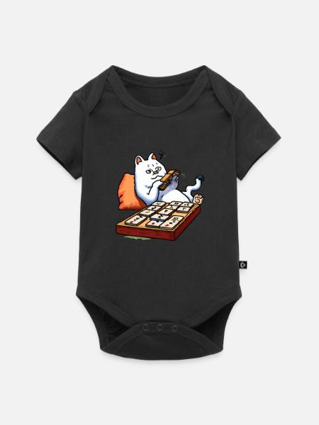 Cats Playing Mahjong - Baby Premium Kurzarmbody - Schwarz