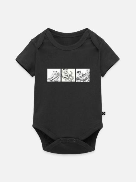 Cats Playing Mahjong - Baby Premium Kurzarmbody - Schwarz