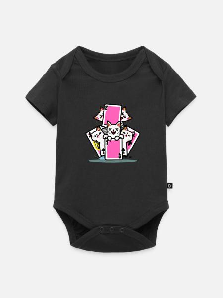 Cats Playing Cards - Baby Premium Kurzarmbody - Schwarz