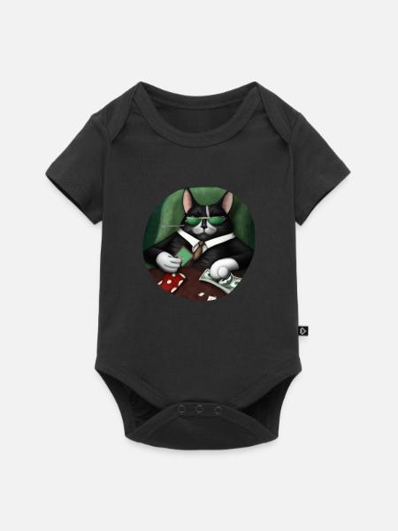 Cats Playing Cards - Baby Premium Kurzarmbody - Schwarz