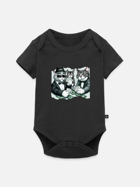 Cats Playing Cards - Baby Premium Kurzarmbody - Schwarz