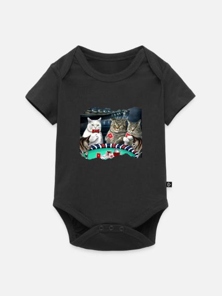Cats Playing Cards - Baby Premium Kurzarmbody - Schwarz