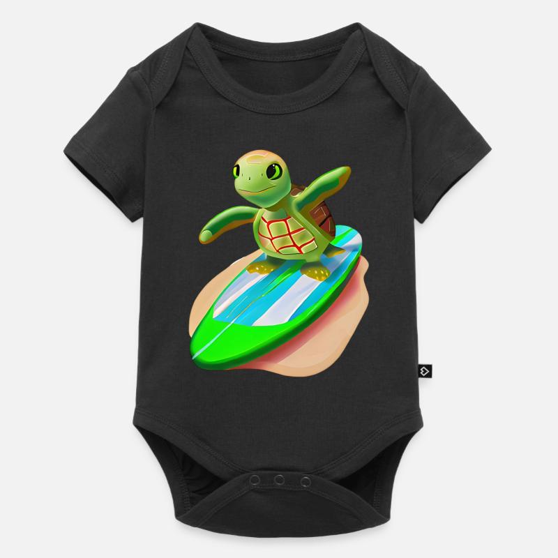 Surfende Schildkröte - Baby Premium Kurzarmbody - Schwarz