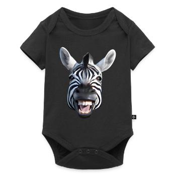 Broadly grinning zebra - Baby Premium short-sleeve bodysuit - black - Front