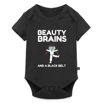 Beauty Brains And A Black Belt - Baby Premium short-sleeve bodysuit - black - Front