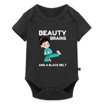 Beauty Brains And A Black Belt - Baby Premium short-sleeve bodysuit - black - Front