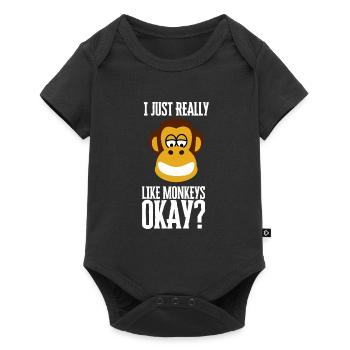 I Just Really Like Monkeys Ok? - Baby Premium Kurzarmbody - Schwarz - Vorne