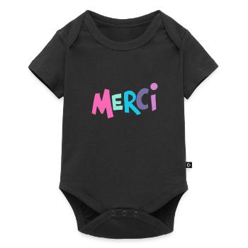 Oui Oui Merci - Baby Premium Kurzarmbody - Schwarz - Vorne