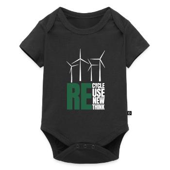 Recycle Reuse Renew Rethink Wind Turbine - Wind - Baby Premium short-sleeve bodysuit - black - Front
