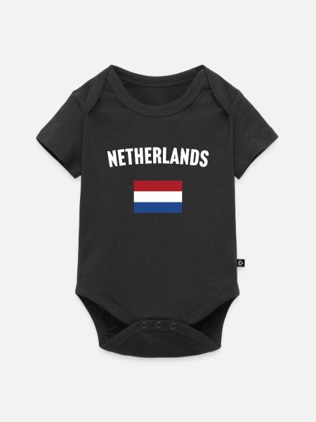 Niederländische Flagge - Baby Premium Kurzarmbody - Schwarz